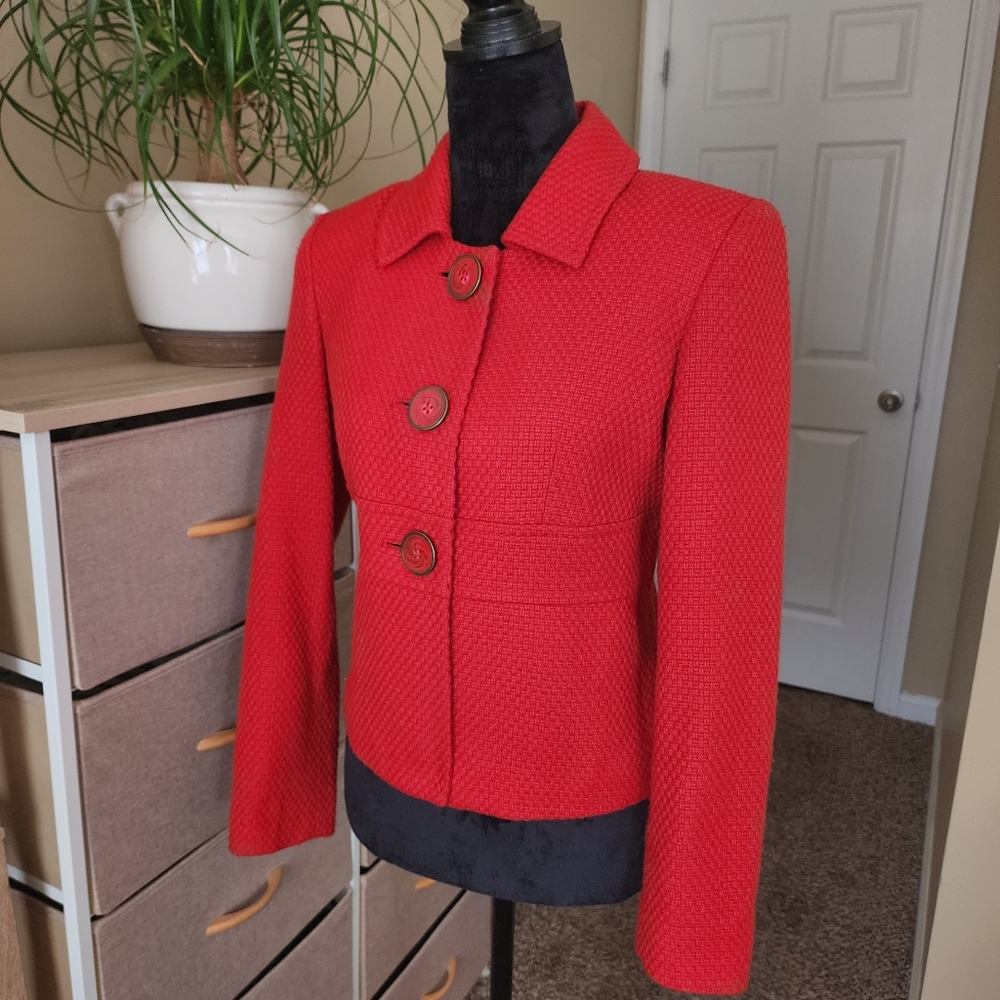 Coletane Red Tweed Blazer/Jacket, Size 6